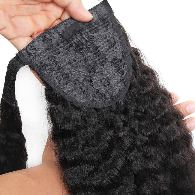 MYBhair Remy Brazilian Kinky Straight Hair Wrap Around Ponytail Human Hair Extensions 2