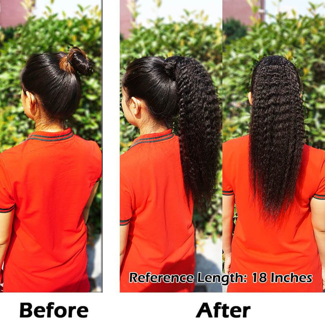 MYBhair Remy Brazilian Kinky Straight Hair Wrap Around Ponytail Human Hair Extensions Customer Review