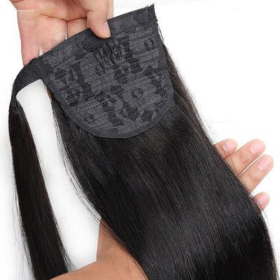 MYBhair Straight Brazilian Hair Wrap Around Ponytail Remy Human Hair For Black Women 2