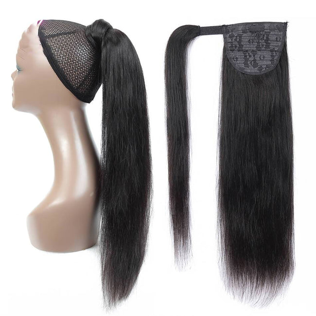 MYBhair Straight Brazilian Hair Wrap Around Ponytail Remy Human Hair For Black Women