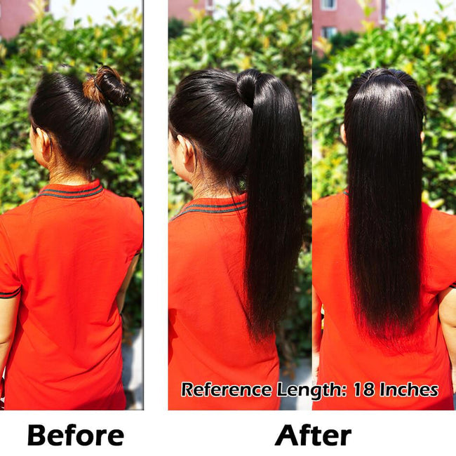 MYBhair Straight Brazilian Hair Wrap Around Ponytail Remy Human Hair For Black Women Customer Review
