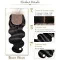 MYB Body Wave 4x4 Silk Base Closure 100% Remy Brazilian Human Hair Bleached Knots With Baby Hair 4