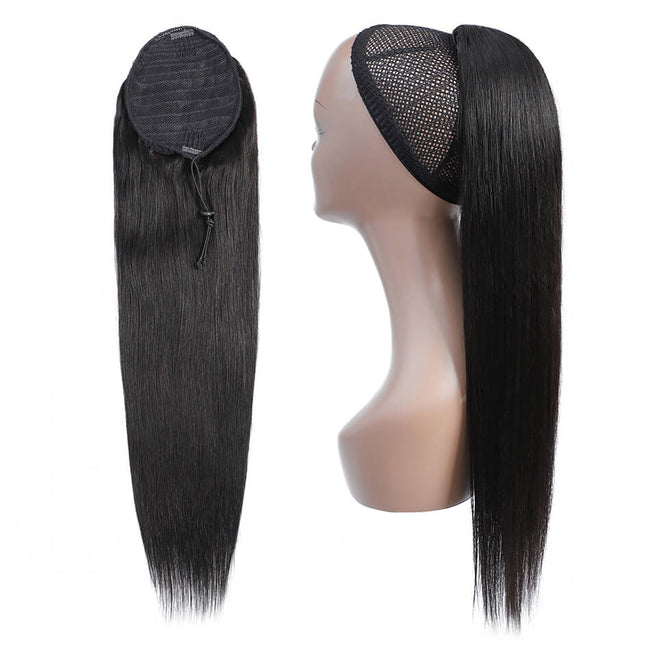 MYBHair Straight Remy Drawstring Ponytail Human Hair Brazilian Clip In Hair Extensions