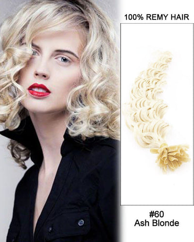 Mybhair #60 Ash Blonde Deep Wave Nail Tip U Tip Remy Human Hair Keratin Fusion Hair Extensions