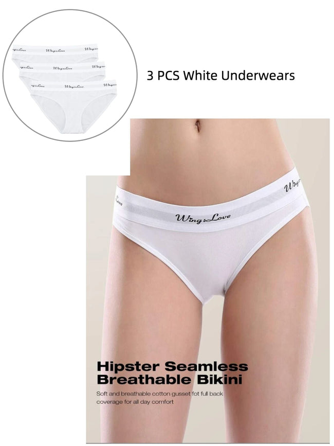Bikini Seamless Comfort Stretch Underwear 3 PCS White - WingsLove