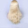 Mybhair Silky Straight 100% Remy Hair Full Lace Human Hair Wig-#613 Bleach White Blonde back