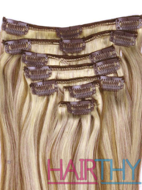 Mybhair Straight 100% Remy Hair Clip In Human Hair Extensions clips