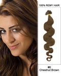 Mybhair Dark Chestnut Brown Body Wave Nail Tip U Tip Remy Human Hair Keratin fusion Hair Extensions