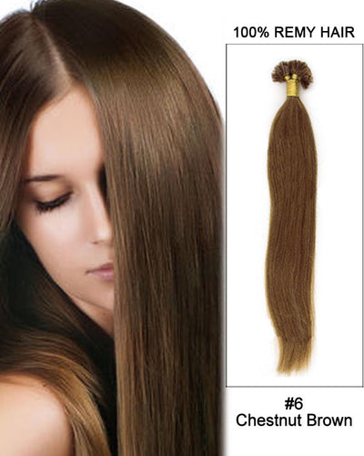 Mybhair Chestnut Brown Straight U Tip Keratin Fusion 100% Brazilian Remy Human Hair Extensions
