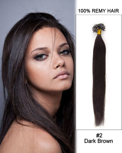 Mybhair Darkest Brown Straight U Tip Keratin Fusion 100% Brazilian Remy Human Hair Extensions