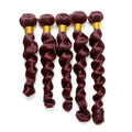 Mybhair Loose Wave Dark Plum Red Remy Hair Weave Weft Human Hair Extension 4 Bundles