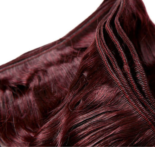 Mybhair Loose Wave Dark Plum Red Remy Hair Weave Weft