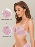 Floral Lace Non-Padded Full Coverage Underwire Bra Purple - WingsLove