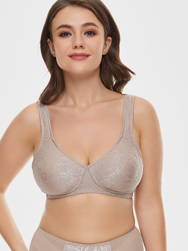 Full Coverage Minimizer Wire-free Seamless Bra Toffee - WingsLove