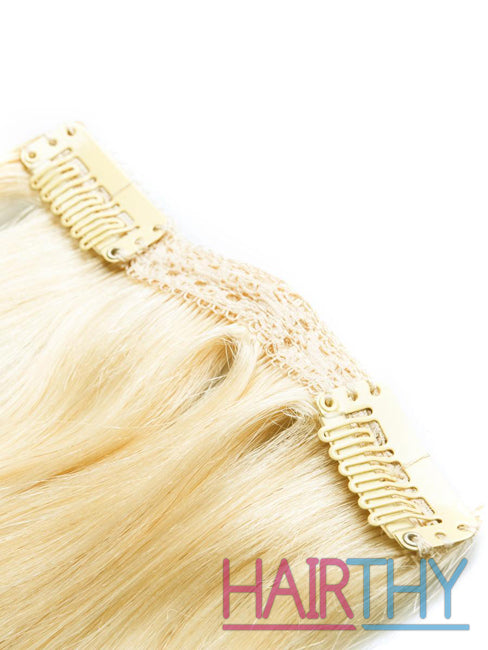 Mybhair 100% Brazilian Remy Hair Clip in Human Hair Extensions Medium Blonde Straight clips