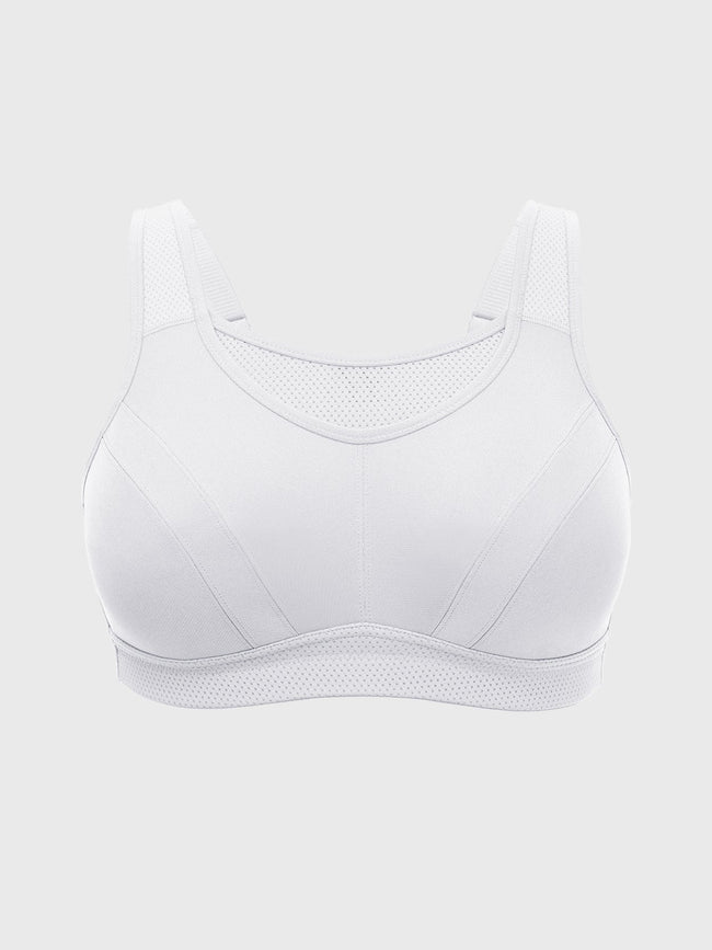 High Support Impact Solid Sports Bra White - WingsLove