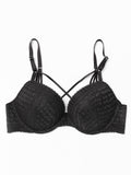 Lace Push Up Bra Padded Strappy Back Underwire - WingsLove
