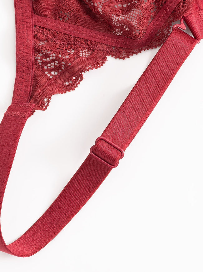 Lace Underwire Breathable Bra Red - WingsLove