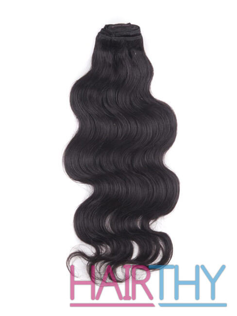 Mybhair Off Black Body Wave 100% Remy Hair Clip In Hair Extensions For Natural Hair - 7pcs#1B 3