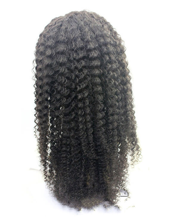 Mybhair Black Curly Wave Lace Front Human Hair Wigs For African American back side