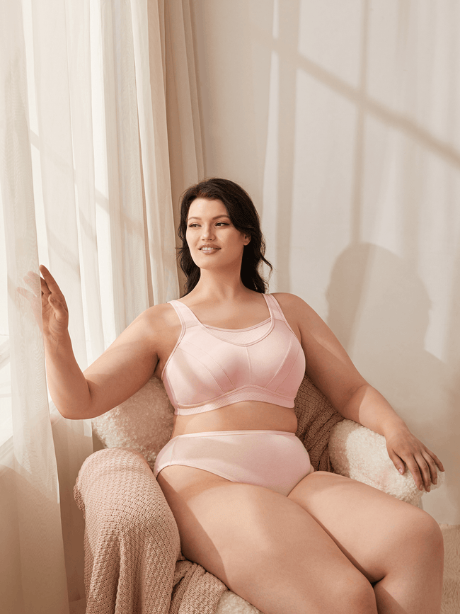 Plus Size High Impact Large Bust Full Coverage Workout Bras Pink - WingsLove