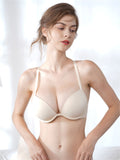 Push Up Deep V Plunge Underwire Multiway 2 Cups Up Beige - WingsLove