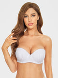 Push Up Full Figure Strapless Pleated Lace Multiway Bra - WingsLove