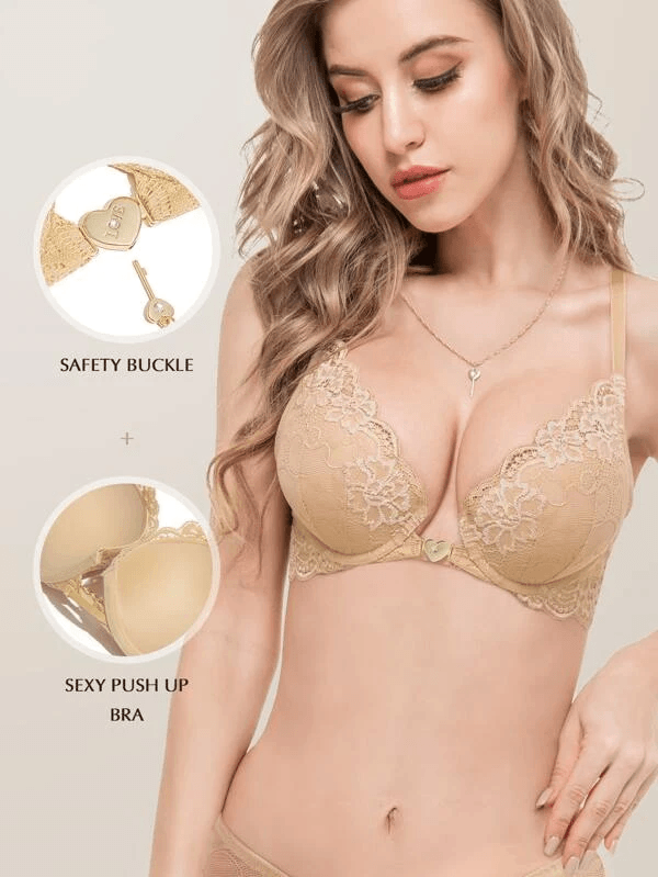 Push Up Necklace Front Heart Closure Bra - WingsLove