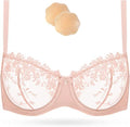 See Through Underwire Demi Sheer Bralette Pink Nude - WingsLove