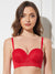 Strapless Floral Lace Underwire Bra Lava Red - WingsLove