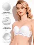 Strapless Floral Lace Underwire Bra White - WingsLove