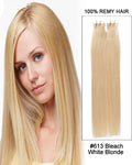 Mybhair Tape in Blonde Straight Remy Hair Human Hair Extensions-40 Pieces #613 Bleach Blonde