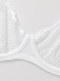 Unlined See Through 1/2 Cup Mesh Demi Shelf Underwired Bra White - WingsLove