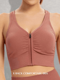 Zip Front Bra Padded Low Impact Wirefree - WingsLove